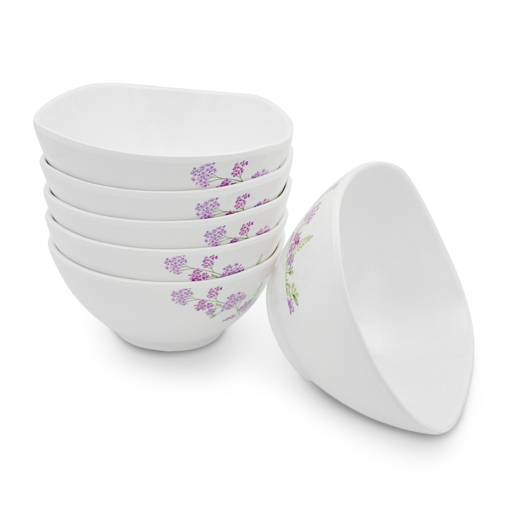 Stackable floral square bowls