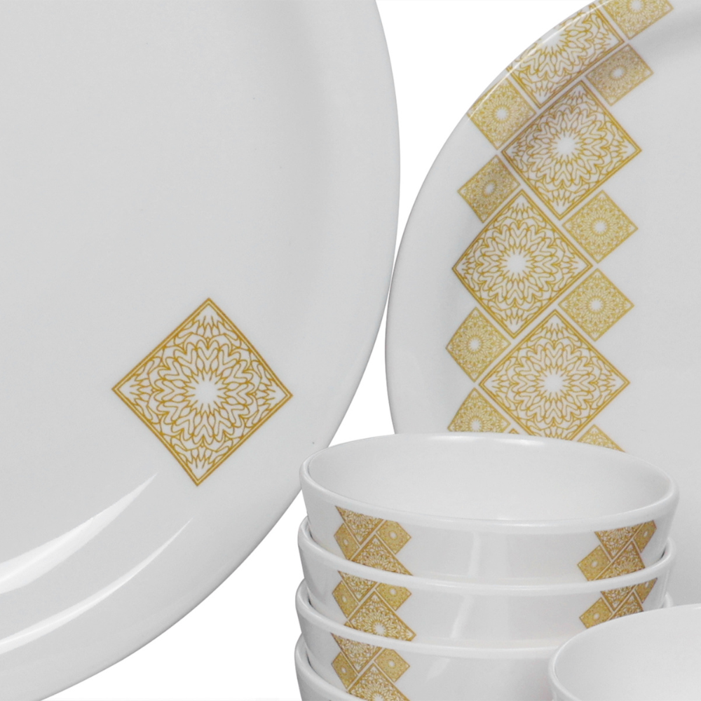 Patterned Plate and Bowl Set