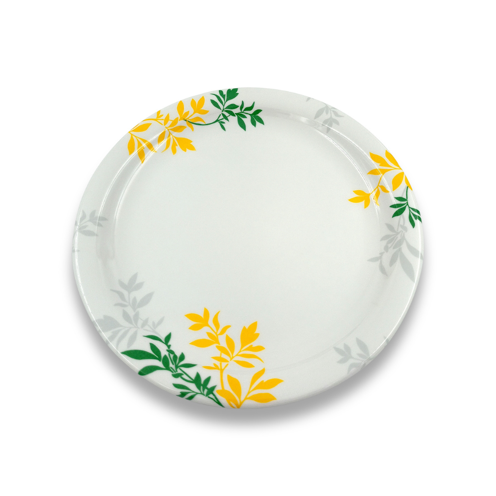 Leaf – decorated round plate