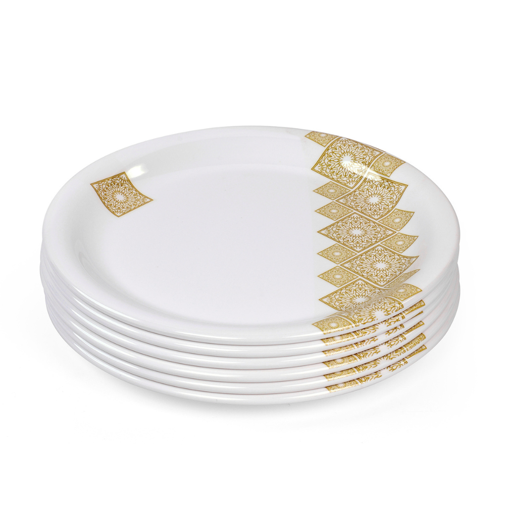 Gold Geometric Round Plate Set