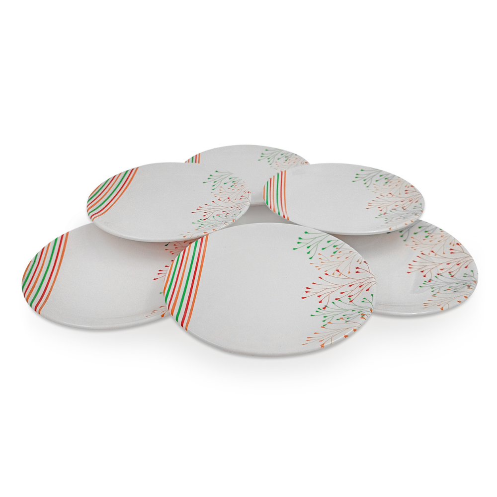 Striped Floral Plate Set