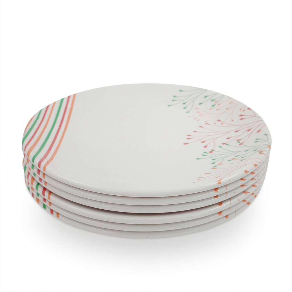 Striped Floral Plate Set